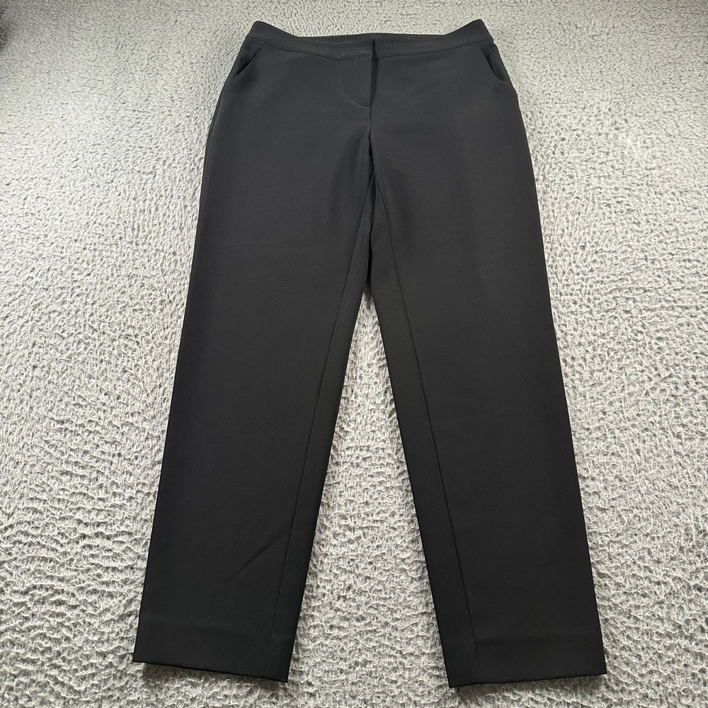 St John Caviar Pants‎ Womens 4 Black Straight Leg Ponte Pull On Stretch Work